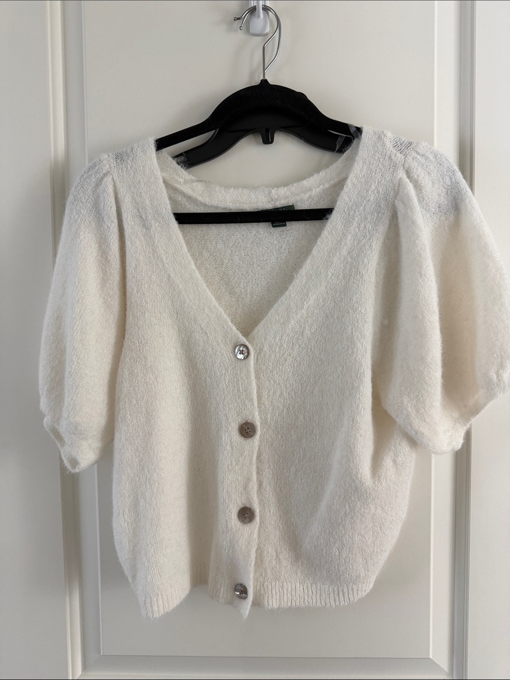 wild fable Ivory Puff Sleeve Button Cardigan